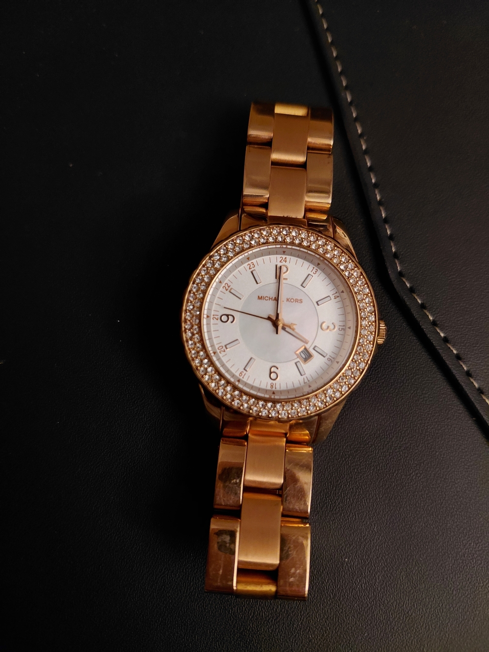 Michael Kors Rose Gold Crystal Bezel Watch